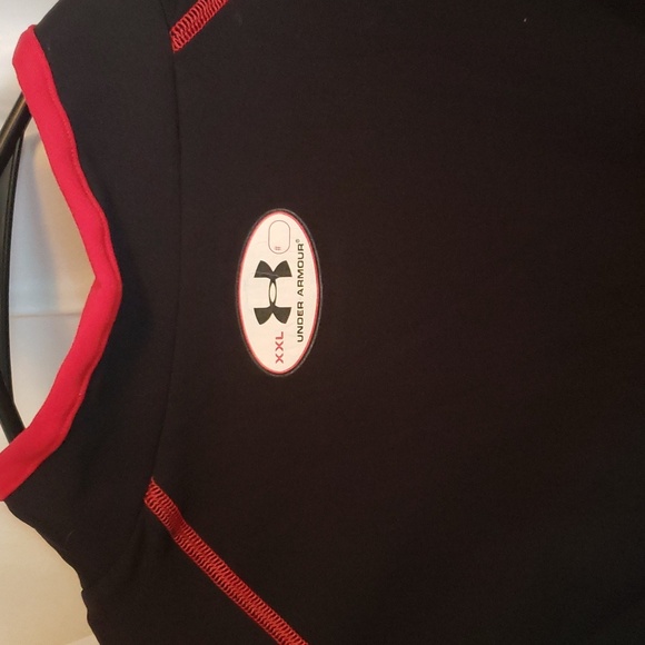 Men's Xxl Black and Red Under Armour Baselayer Cold Gear Compression Winter Shir - Picture 5 of 6